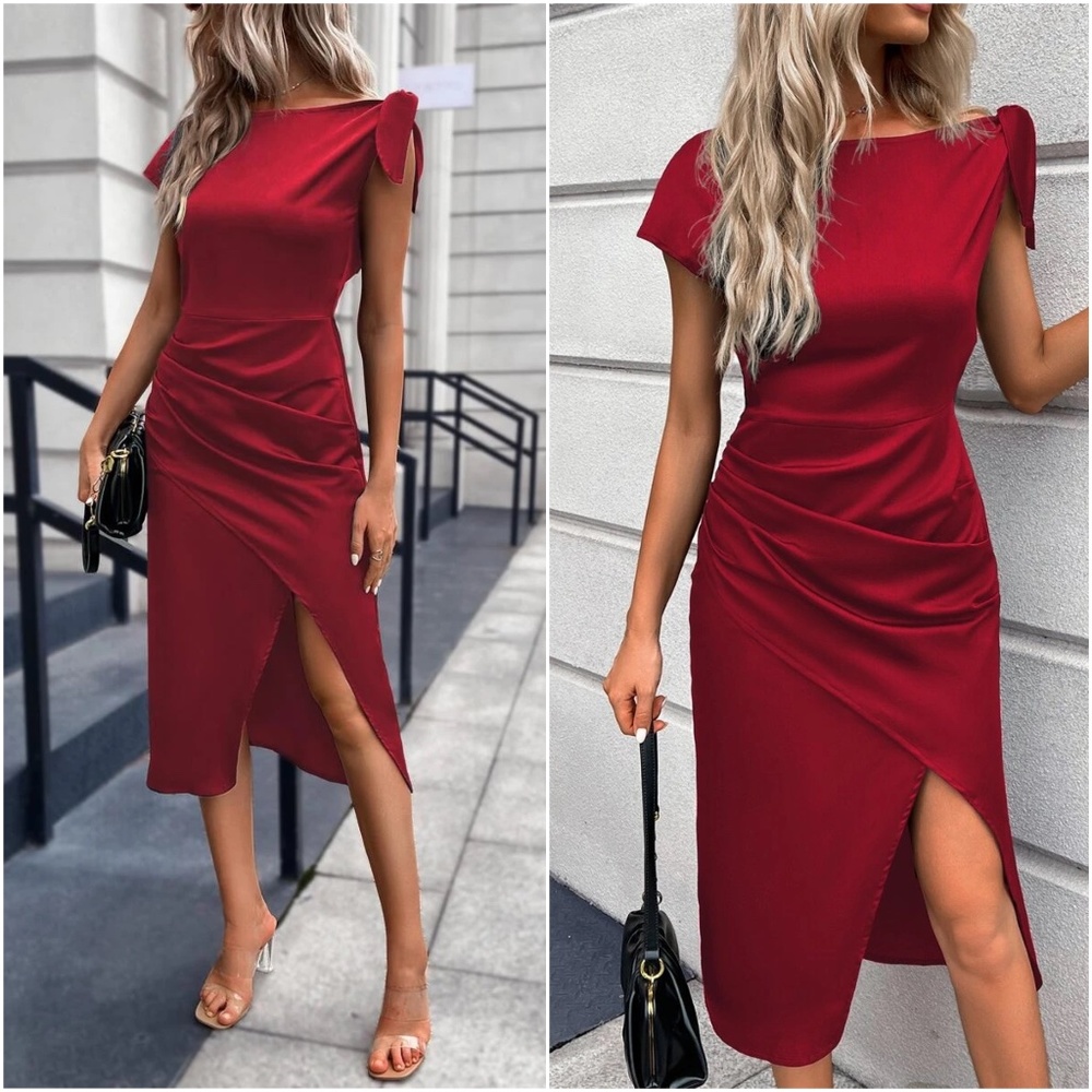 Luxe Ruched Evening Formal Party Dress - Picture 2 of 10